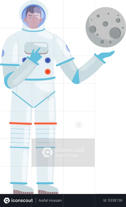 Astronaut showing moon  Illustration