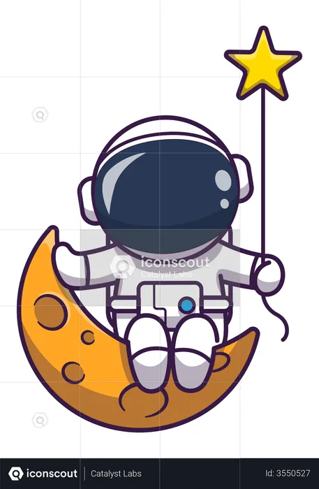 Astronaut sitting on moon  Illustration