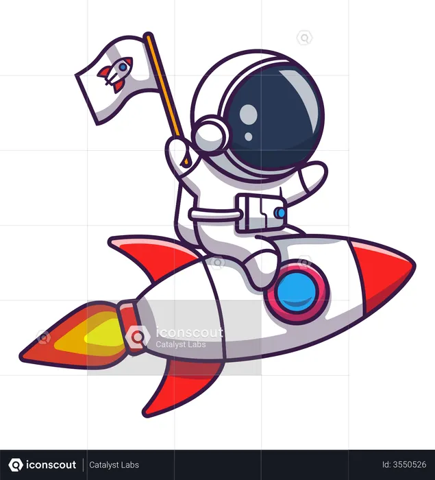 Astronaut sitting on rocket  Illustration