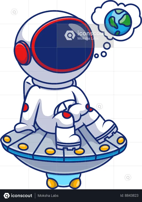 Astronaut Sitting On Ufo  Illustration
