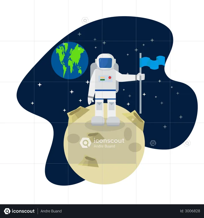 Astronaut standing on the moon  Illustration