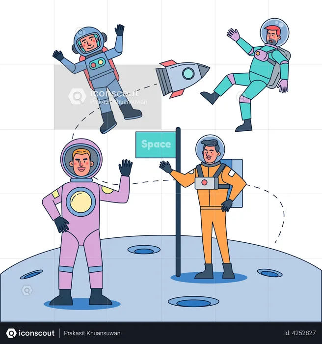 Astronaut team in space  Illustration