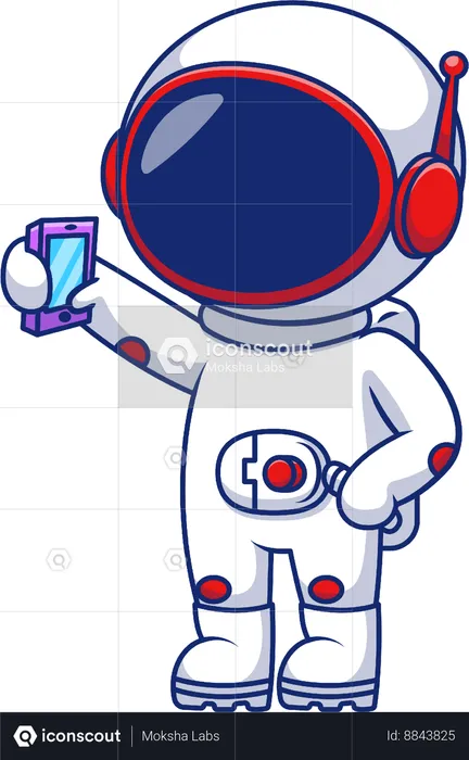 Astronaut using Phone  Illustration