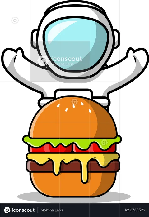 Astronaut With Burger  Illustration