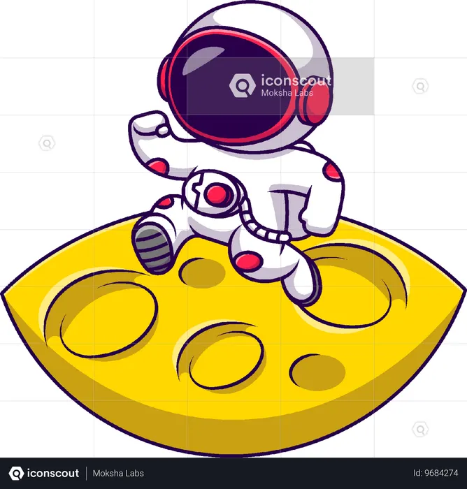 Astronauta caminando sobre la luna  Ilustración