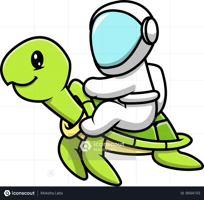 Astronauta com tartaruga  Ilustração