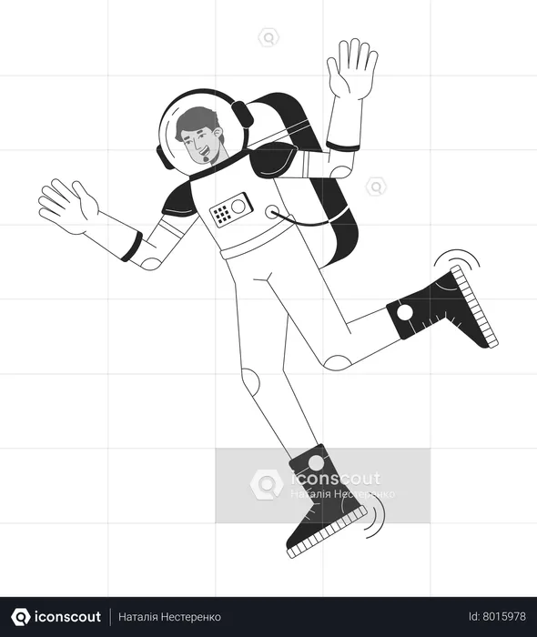 Astronauta em traje espacial  Ilustração