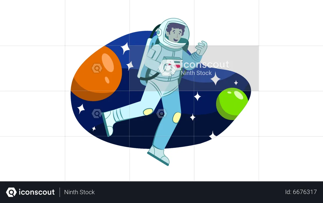 Astronauta flotando en el espacio  Ilustración