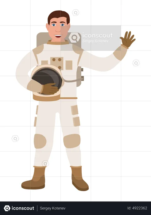 Astronauta masculino dizendo olá  Ilustração