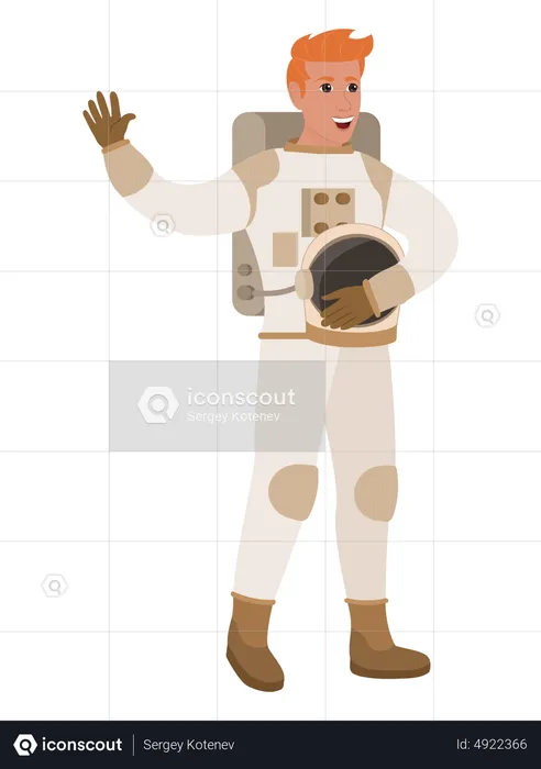 Astronauta masculino dizendo olá  Ilustração