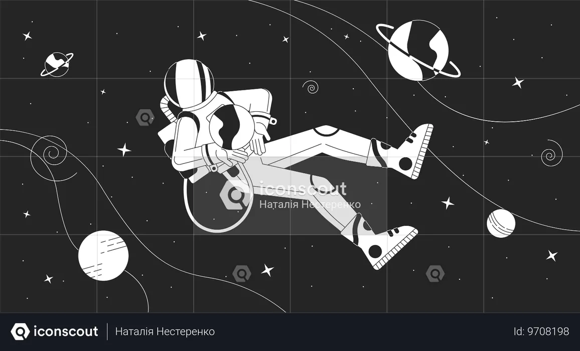 Astronauta no espaço sideral  Ilustração