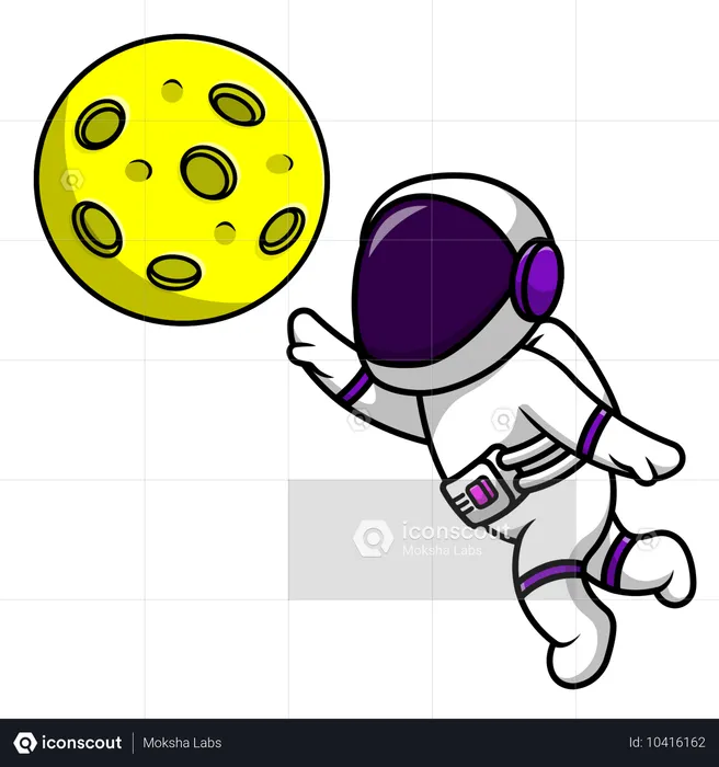 Astronauta pegando a lua  Ilustração