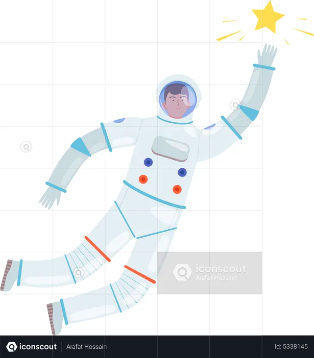 Astronauta tocando estrella  Ilustración