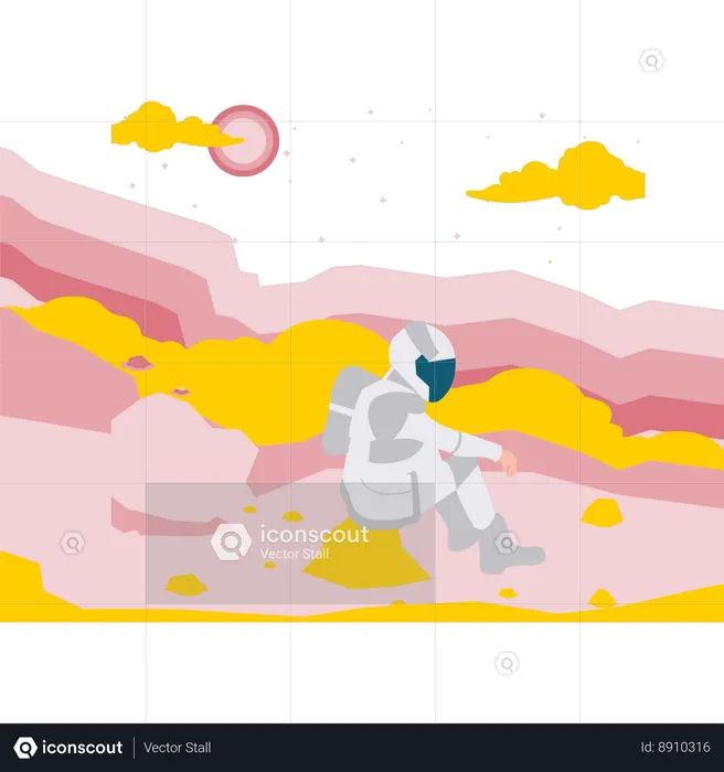 Astronaute assis dans l'espace  Illustration