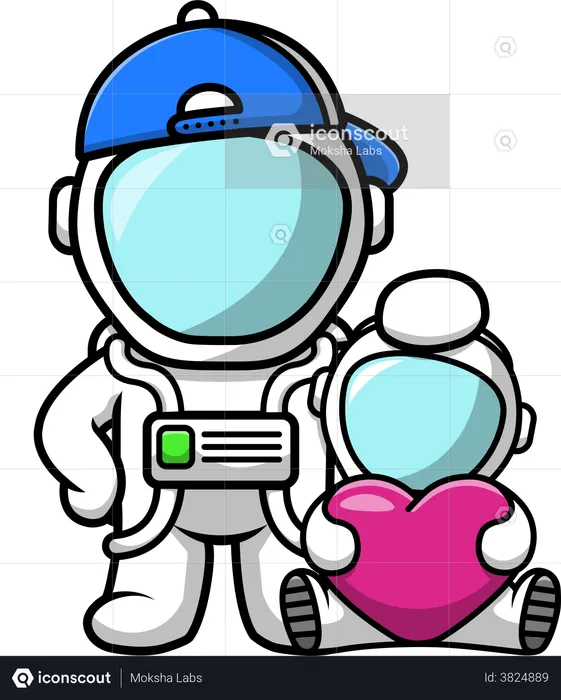 Astronaute avec bébé astronaute  Illustration