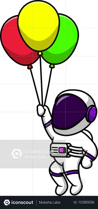 Astronaute flottant avec des ballons  Illustration