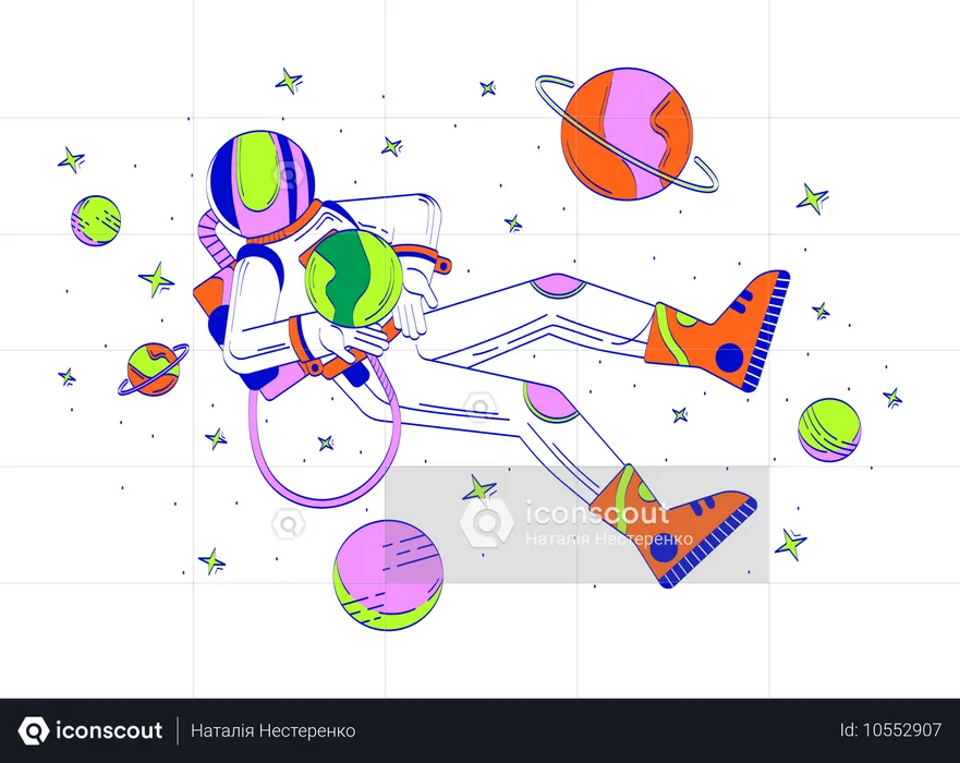 Astronaute flottant dans l'espace  Illustration