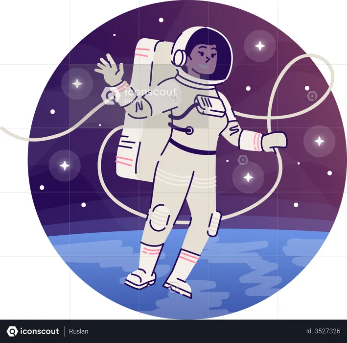 Astronaute flottant dans un espace ouvert  Illustration