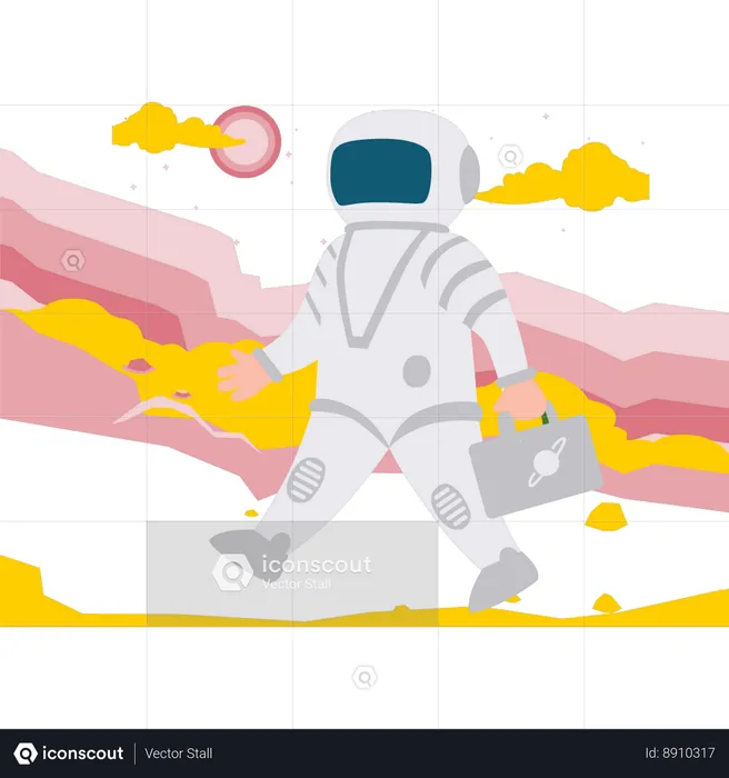 Homme astronaute marchant dans l’espace  Illustration