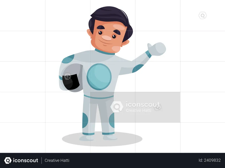 Spaceman levant la main  Illustration