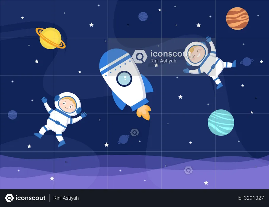 Astronauten im Weltraum  Illustration