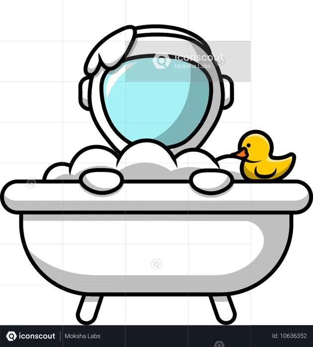 Astronaut badet in der Badewanne  Illustration