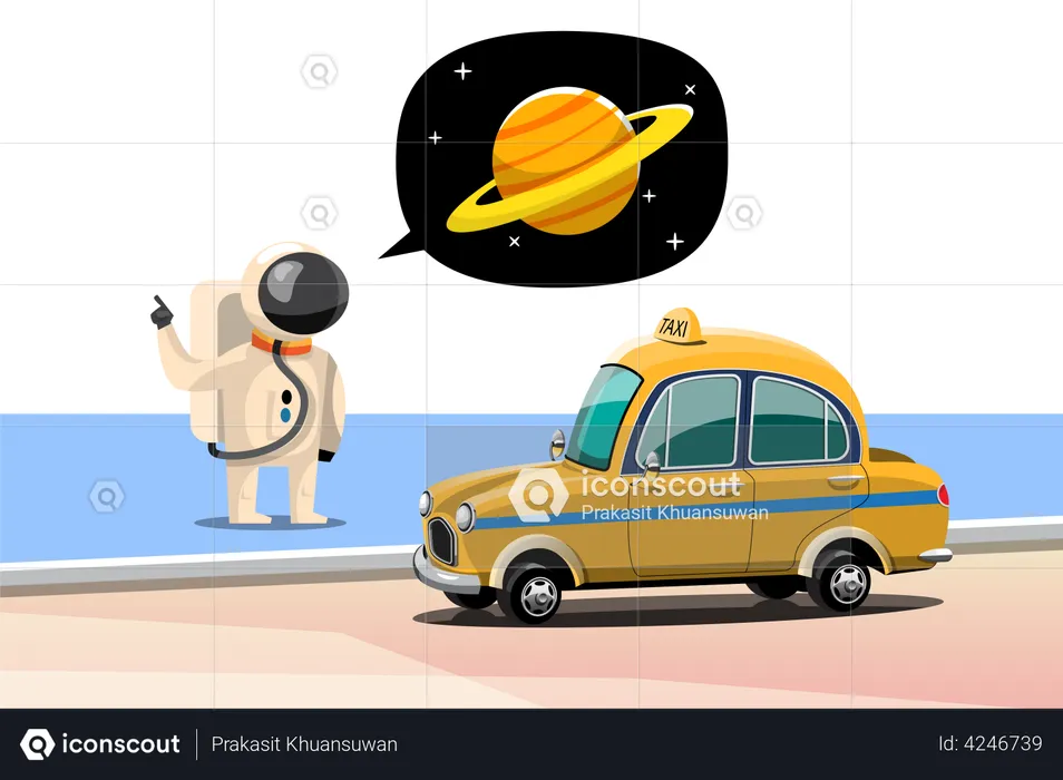 Astronauts call taxis for trip to Saturn  Illustration