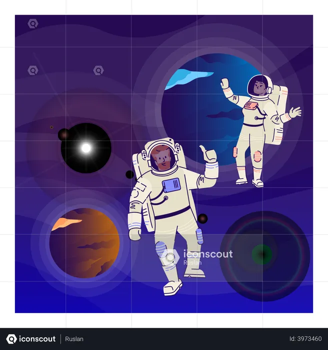 Astronauts in outer space  Illustration