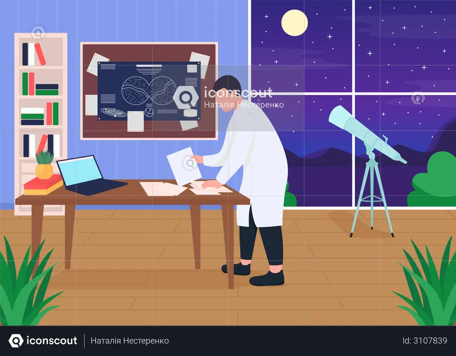 Astronomers workplace  Illustration