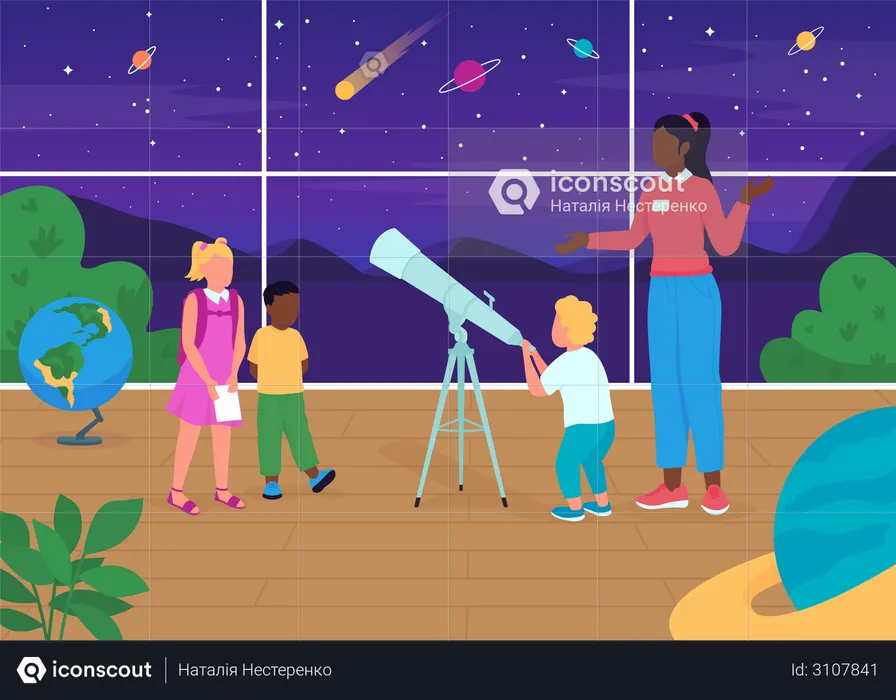 Astronomy lesson  Illustration