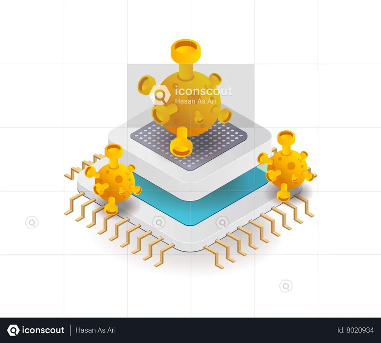 Ataque de malware em chips do sistema  Ilustração