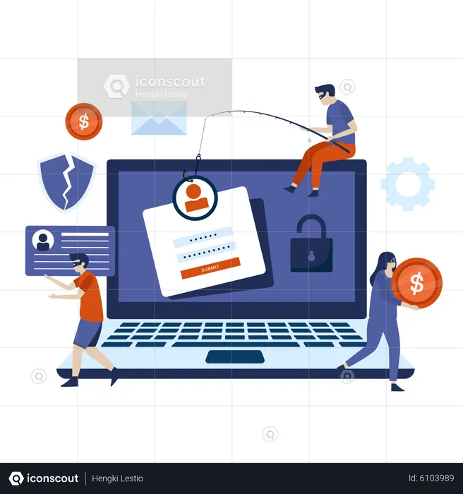 Ataque de phishing on-line  Ilustração