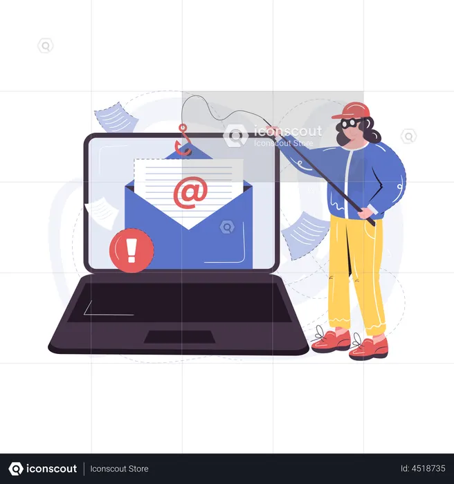 Ataque de phishing por e-mail  Ilustração