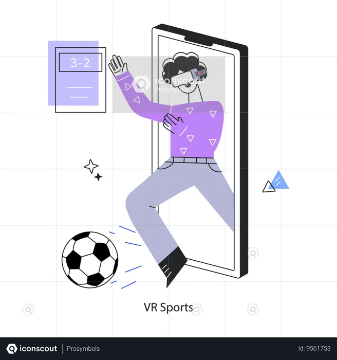 Athlete Experiencing Vr Sports  Illustration