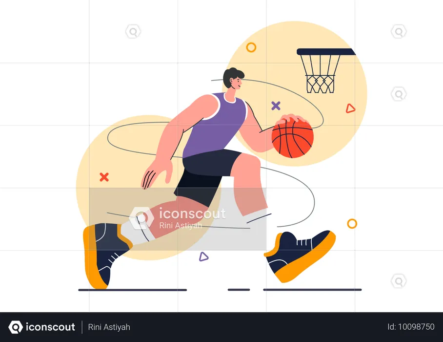 Athlète jouant au basket-ball lors d'un match  Illustration