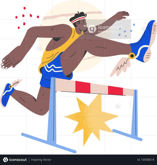 Athlete jumping over competition hurdle  Illustration