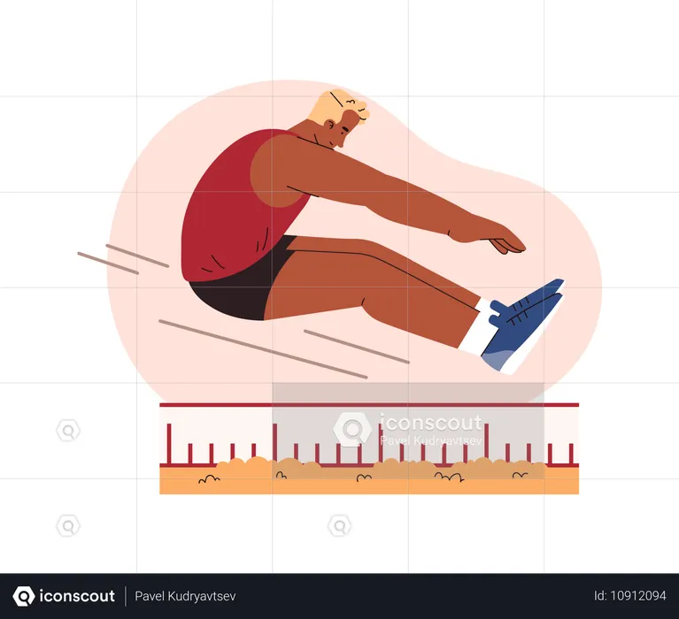 Athlète masculin en position de saut en longueur  Illustration