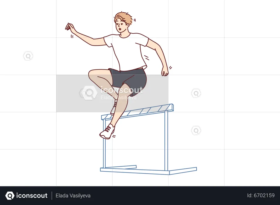 Athlète masculin sautant par-dessus l'obstacle  Illustration