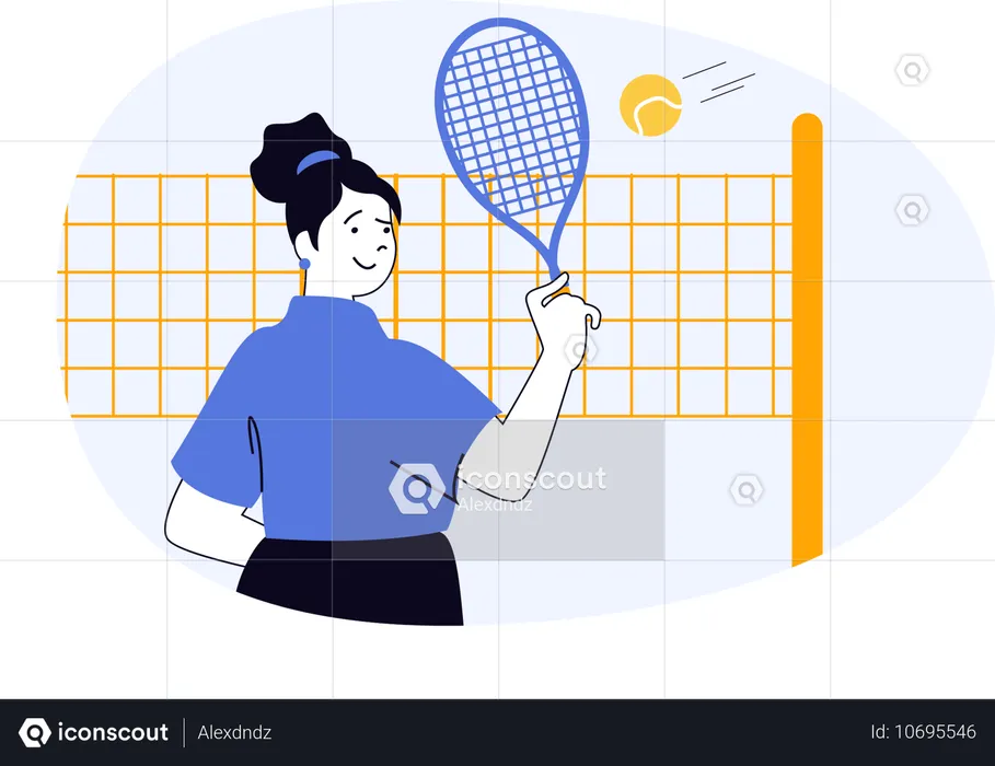 Athlete participates in badminton match  Illustration