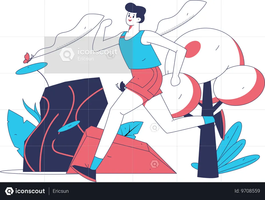 Athlete practice running for competition  Illustration