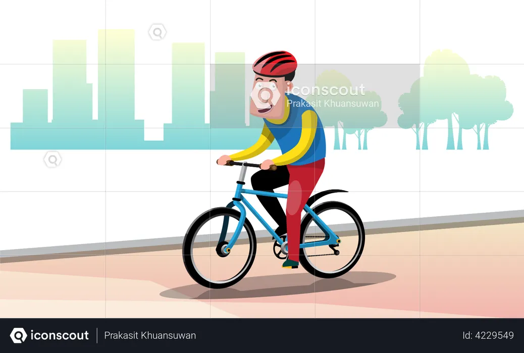 Athlete riding bicycle  Illustration