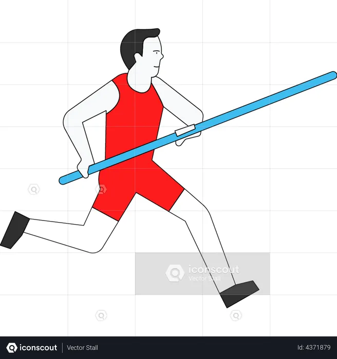 Athlete running to throw javelin  Illustration