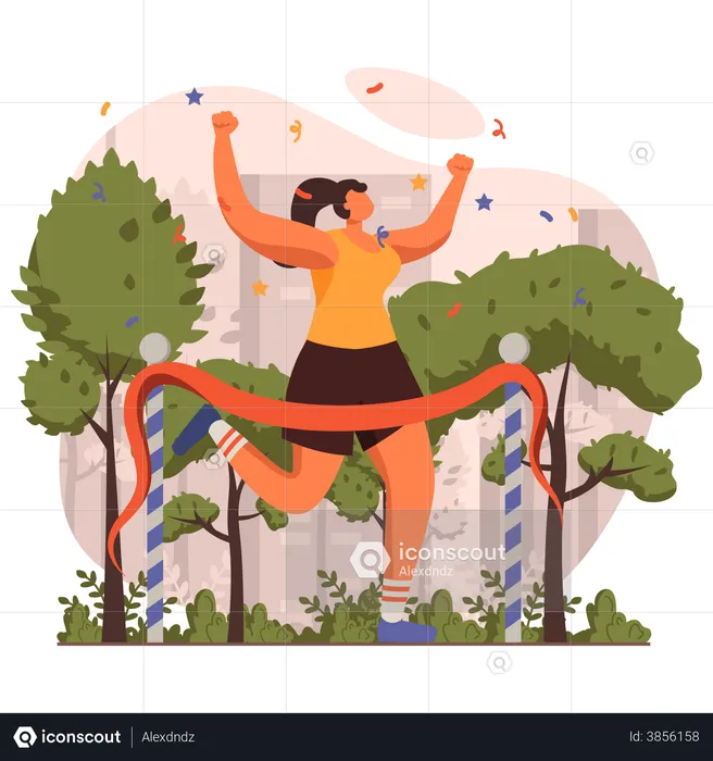 Athlete winning running race  Illustration