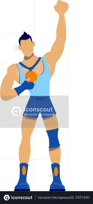 Athlete with gold medal  Illustration