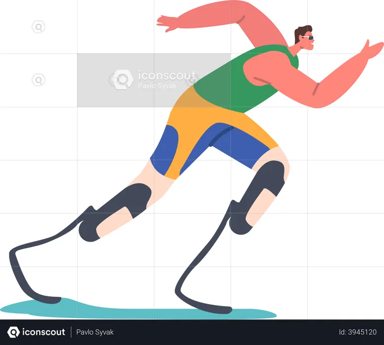 Athlete with Legs Prosthesis  Illustration