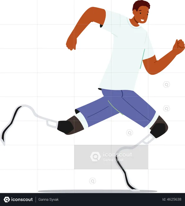 Athlete with Legs Prosthesis Running  Illustration