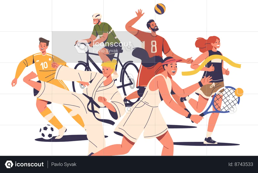 Athletes Of Summer Sports  Illustration