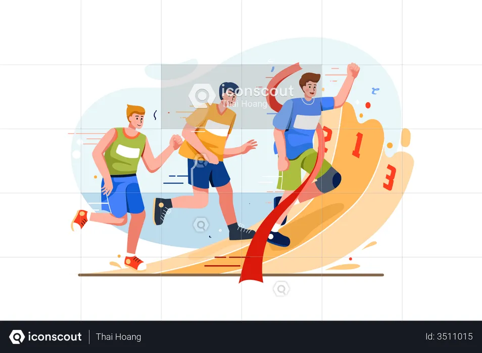 Athletes running race to win  Illustration