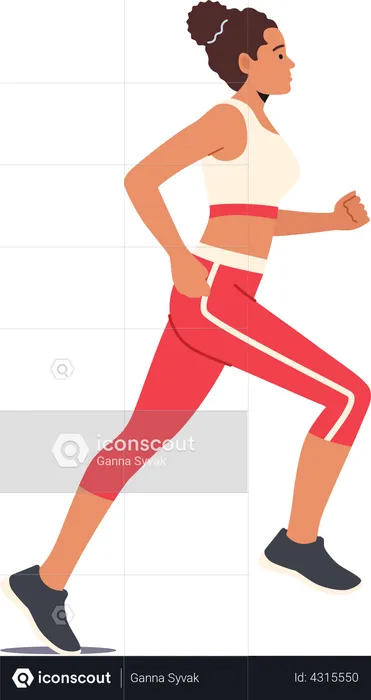 Athletic Woman in Sports Wear Running Marathon  Illustration
