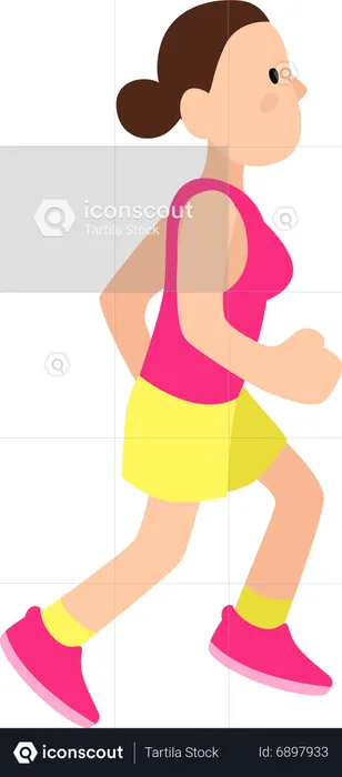 Athletic Woman in Sports Wear Running Marathon  Illustration